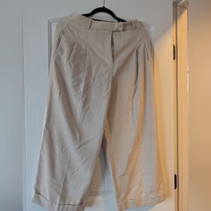Free People Wide Leg Cropped Trousers in Beige